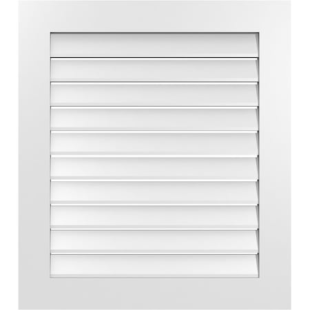 Vertical Surface Mount PVC Gable Vent: Functional, W/ 3-1/2W X 1P Standard Frame, 30W X 34H